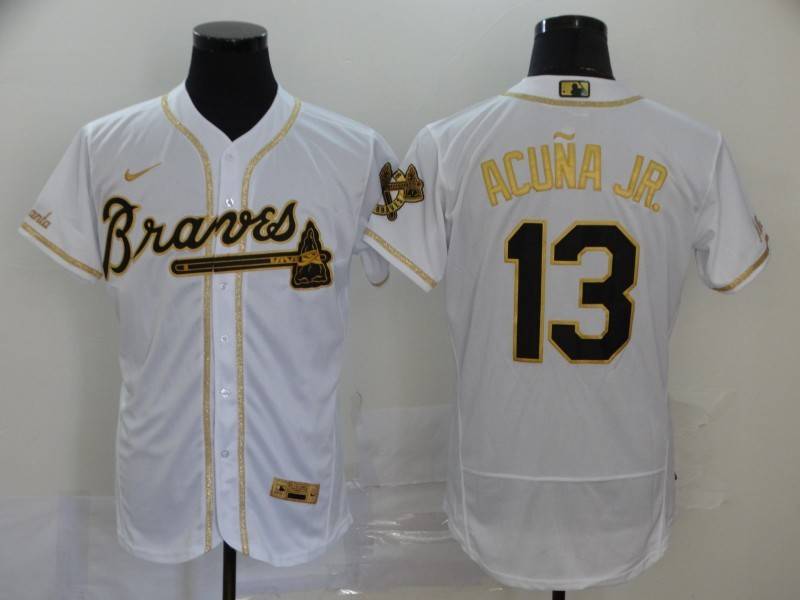 Atlanta Braves White Gold Elite MLB Jersey