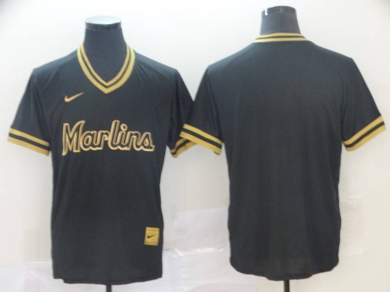 Miami Marlins Black Gold Retro MLB Jersey