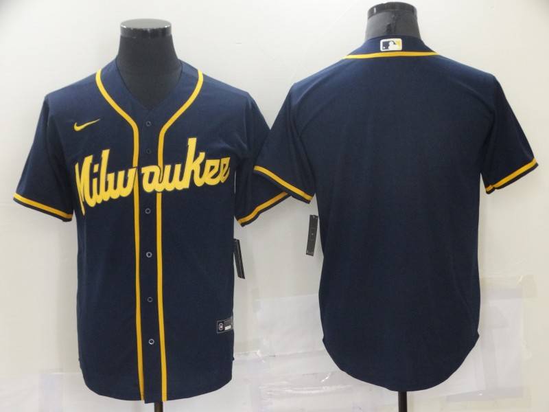 Milwaukee Brewers Dark Blue MLB Jersey