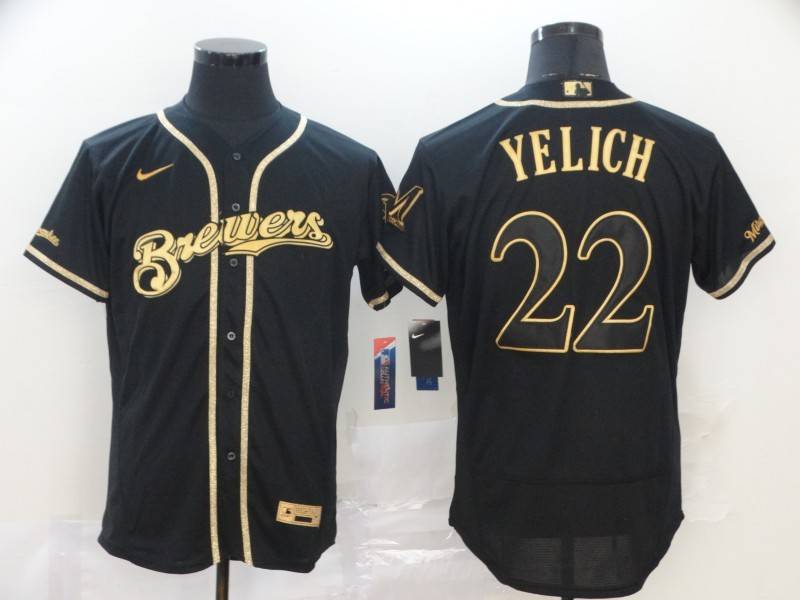 Milwaukee Brewers Black Gold Elite MLB Jersey