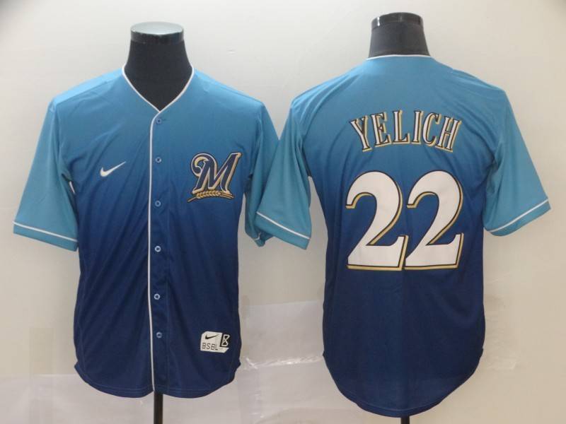 Milwaukee Brewers Blue Fashion MLB Jersey