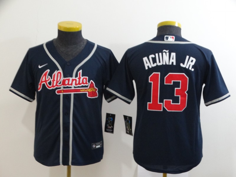 Atlanta Braves Kids ACUNA JR. #13 Dark Blue MLB Jersey