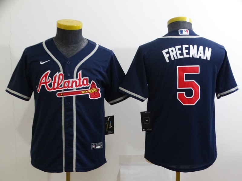 Atlanta Braves Kids FREEMAN #5 Dark Blue MLB Jersey