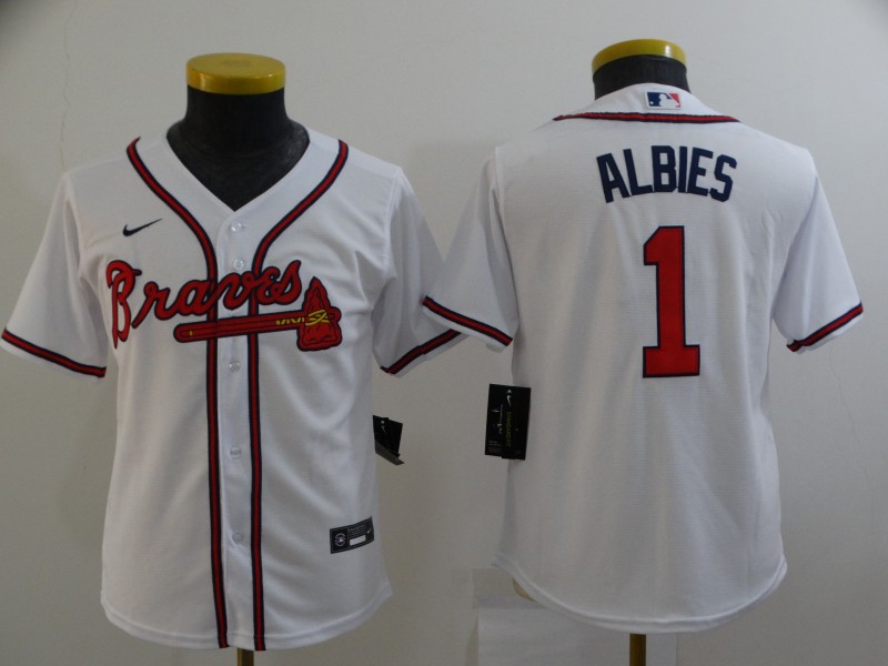 Atlanta Braves Kids ALBIES #1 White MLB Jersey