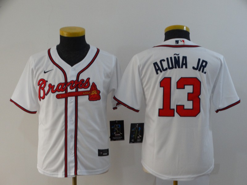 Atlanta Braves Kids ACUNA JR. #13 White MLB Jersey