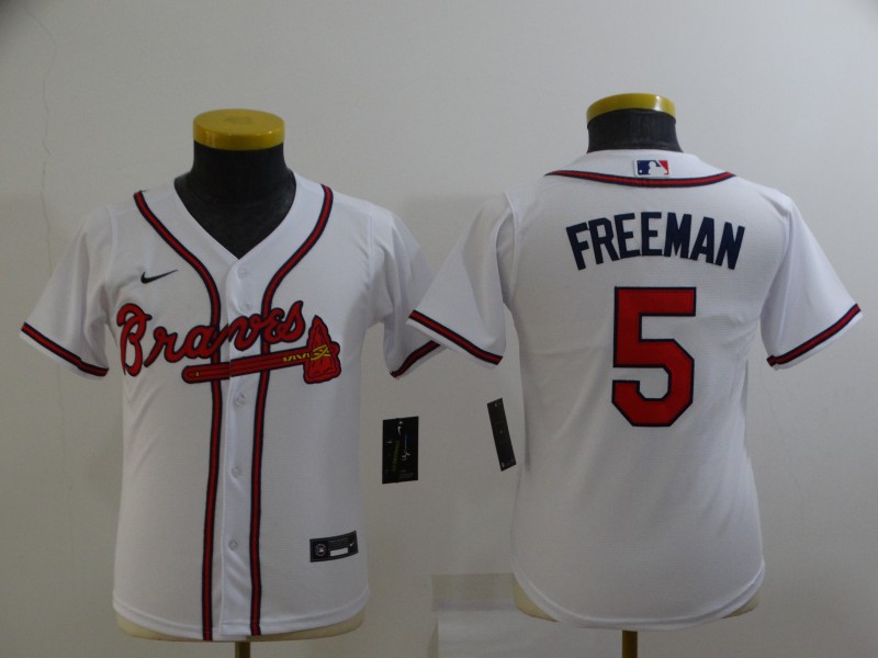 Atlanta Braves Kids FREEMAN #5 White MLB Jersey