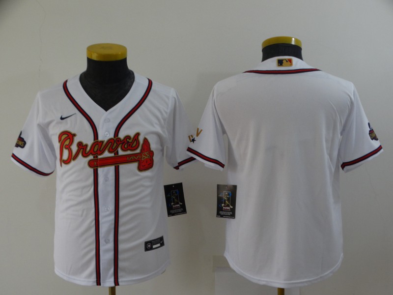 Atlanta Braves Kids Custom White MLB Jersey