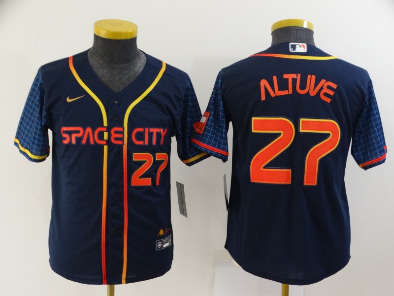 Houston Astros Kids ALTUVE #27 Dark Blue MLB Jersey 03