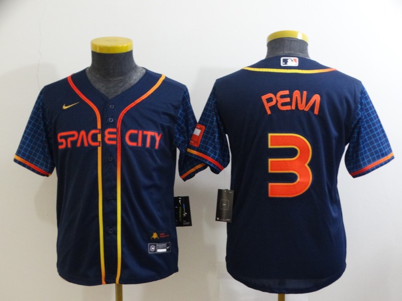 Houston Astros Kids PENA #3 Dark Blue MLB Jersey