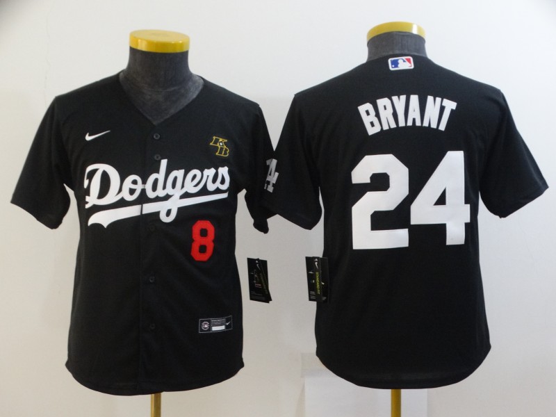 Los Angeles Dodgers Kids #24 BRYANT #8 Black MLB Jersey