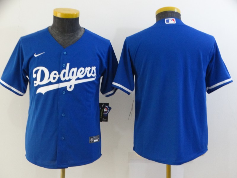 Los Angeles Dodgers Kids Custom Blue MLB Jersey 02