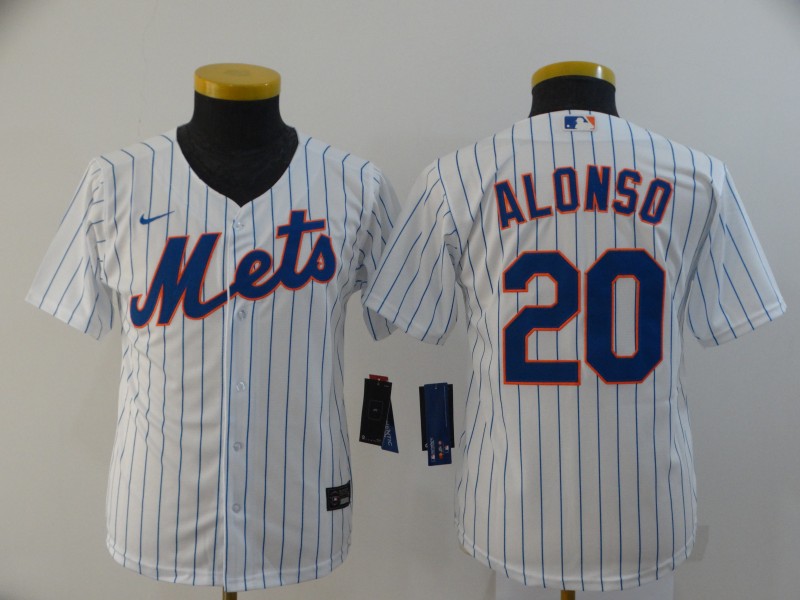 New York Mets Kids ALONSO #20 White MLB Jersey