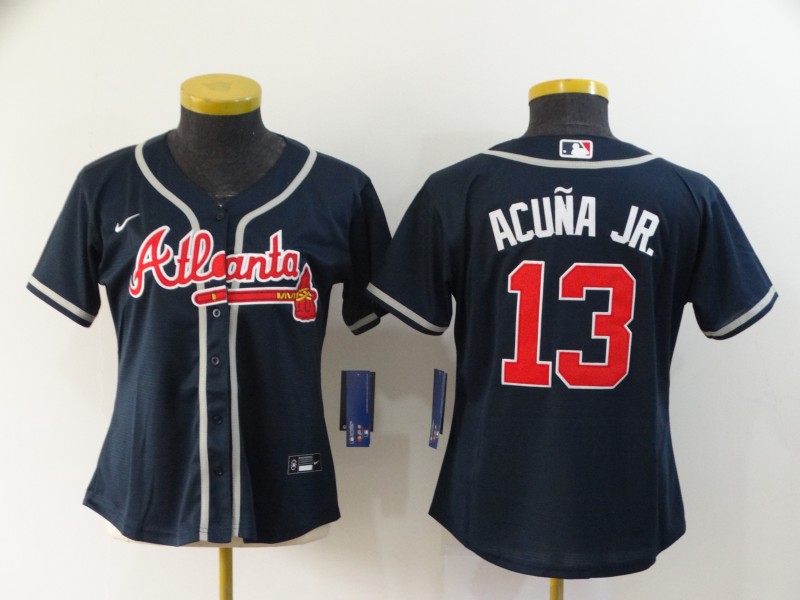 Atlanta Braves ACUNA JR. #13 Dark Blue Women Baseball Jersey