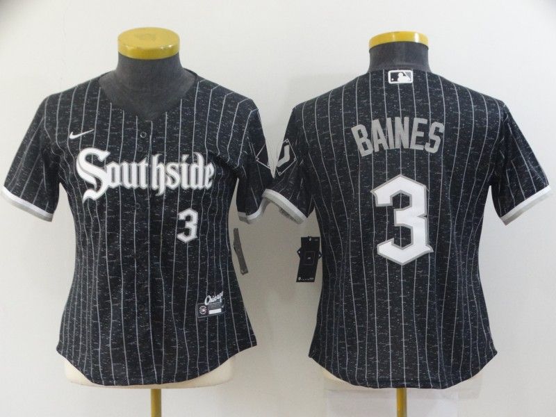 Chicago White Sox BAINES #3 Black Women MLB Jersey