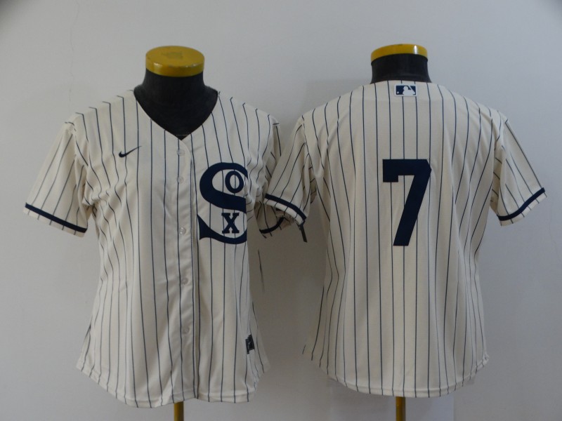 Chicago White Sox #7 Cream Women Baseball Jersey