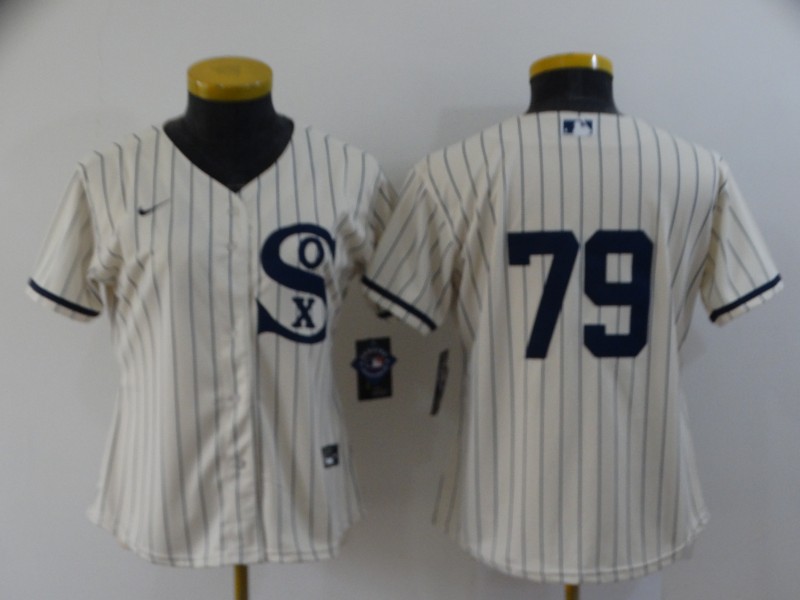 Chicago White Sox #79 Cream Women Baseball Jersey