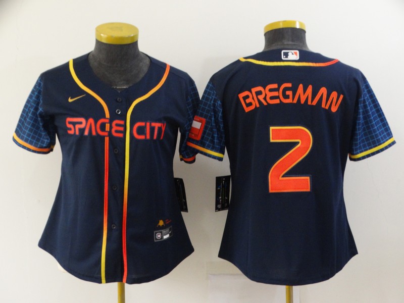 Houston Astros BREGMAN #2 Dark Blue Women MLB Jersey 02