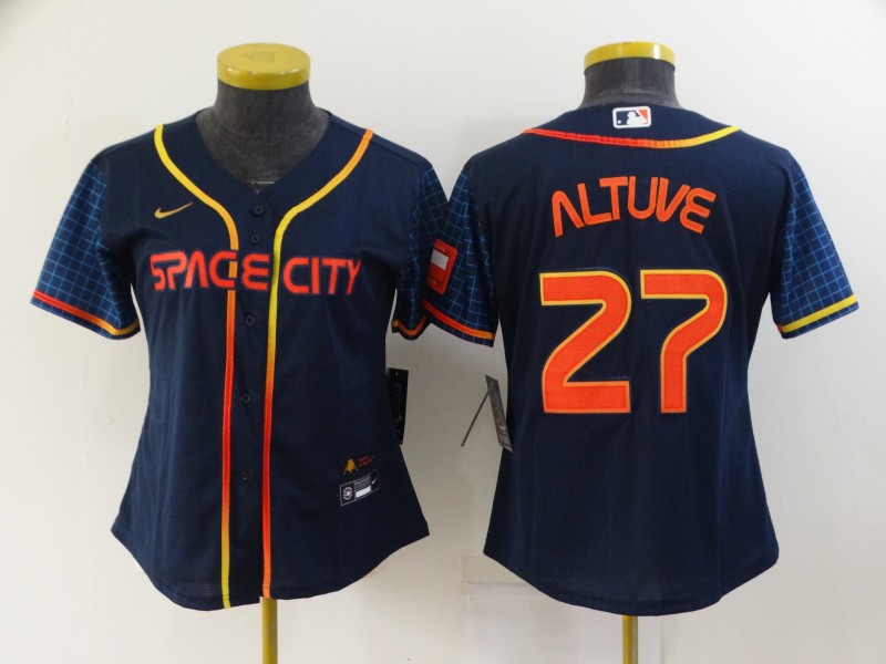 Houston Astros ALTUVE #27 Dark Blue Women MLB Jersey 02