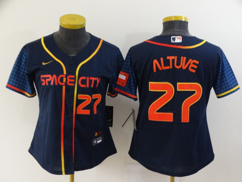 Houston Astros ALTUVE #27 Dark Blue Women MLB Jersey 03