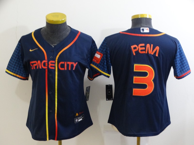 Houston Astros PENA #3 Dark Blue Women MLB Jersey