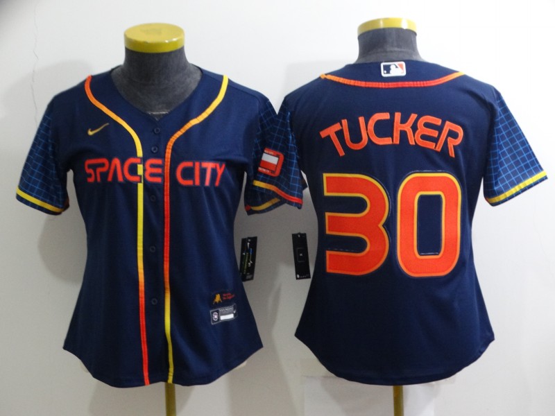 Houston Astros TUCKER #30 Dark Blue Women MLB Jersey 02