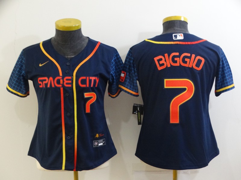 Houston Astros BIGGIO #7 Dark Blue Women MLB Jersey