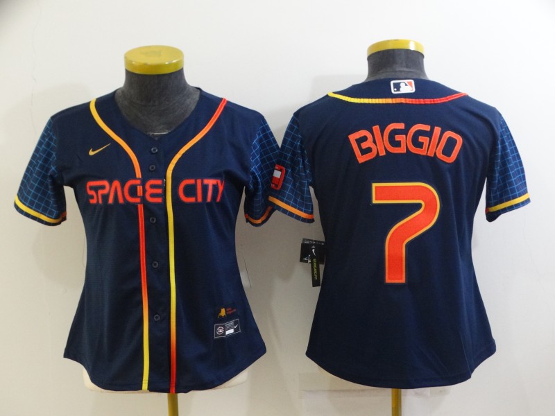 Houston Astros BIGGIO #7 Dark Blue Women MLB Jersey 02