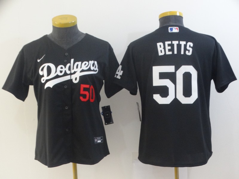 Los Angeles Dodgers BETTS #50 Black Women MLB Jersey