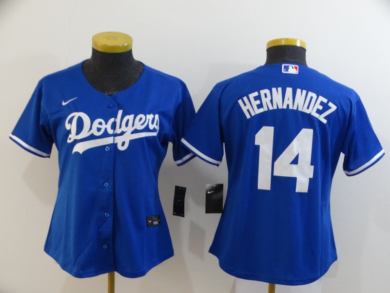Los Angeles Dodgers HERNANDEZ #14 Blue Women MLB Jersey