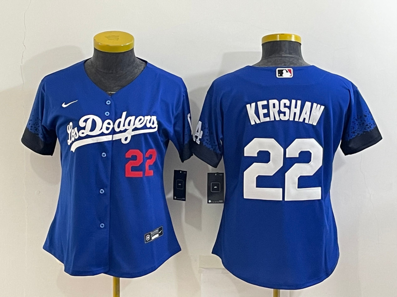 Los Angeles Dodgers KERSHAW #22 Blue Women MLB Jersey 02