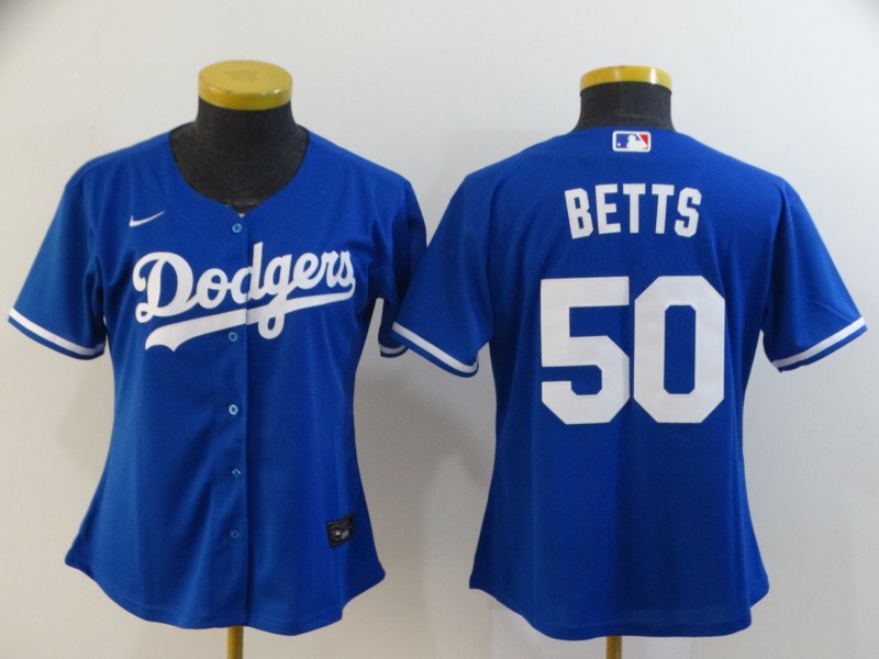 Los Angeles Dodgers BETTS #50 Blue Women MLB Jersey