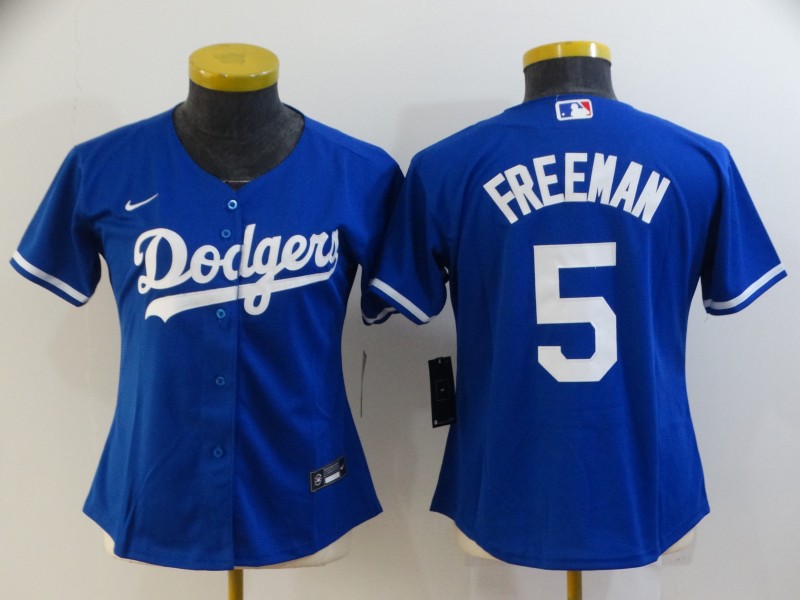 Los Angeles Dodgers FREEMAN #5 Blue Women MLB Jersey 02