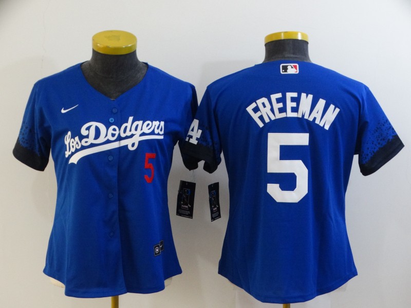 Los Angeles Dodgers FREEMAN #5 Blue Women MLB Jersey 03