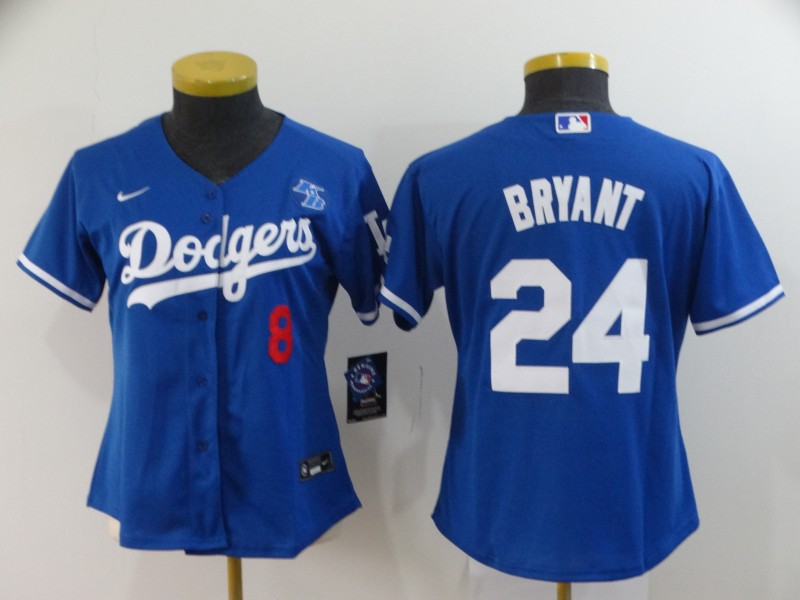 Los Angeles Dodgers BRYANT #8 #24 Blue Women MLB Jersey