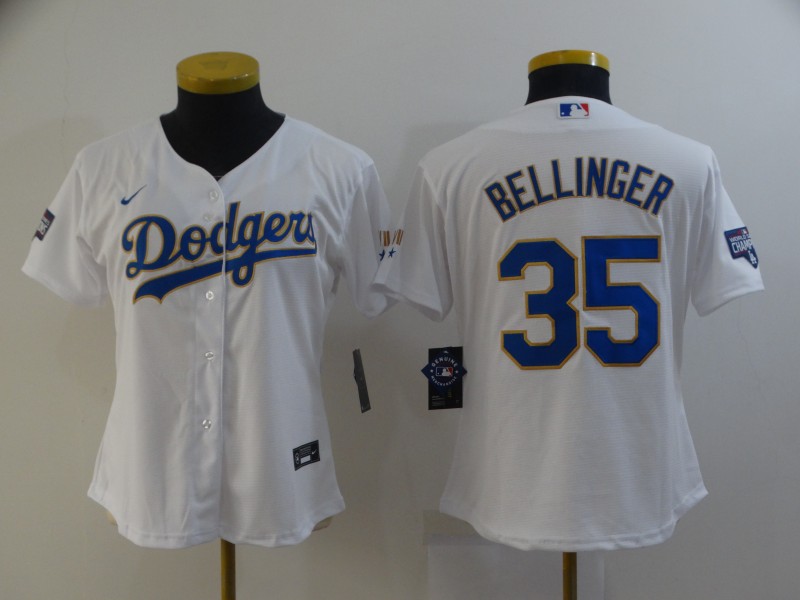 Los Angeles Dodgers BELLINGER #35 White Champion Women MLB Jersey