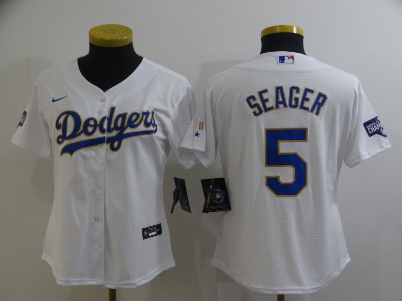 Los Angeles Dodgers SEAGER #5 White Champion Women MLB Jersey