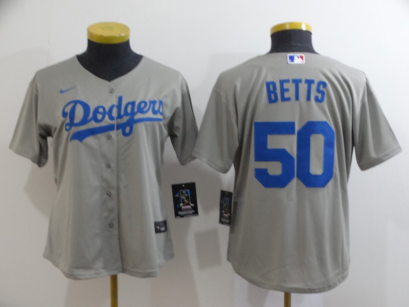 Los Angeles Dodgers BETTS #50 Grey Women MLB Jersey