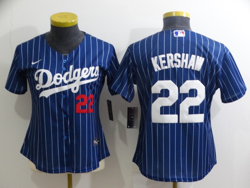 Los Angeles Dodgers KERSHAW #22 Dark Blue Retro Women MLB Jersey