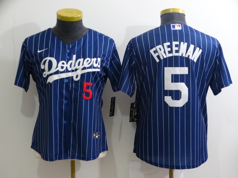 Los Angeles Dodgers FREEMAN #5 Dark Blue Retro Women MLB Jersey