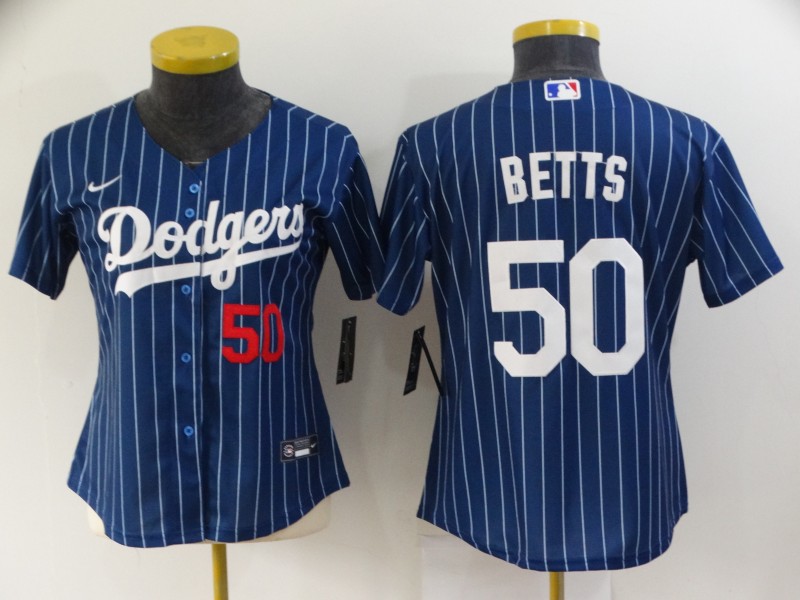 Los Angeles Dodgers BETTS #50 Dark Blue Retro Women MLB Jersey