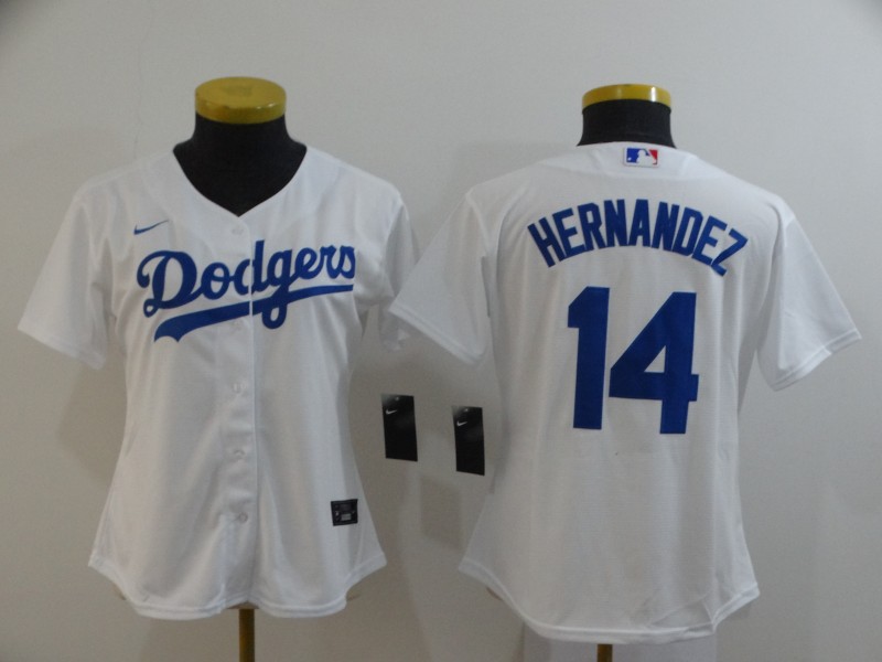 Los Angeles Dodgers HERNANDEZ #14 White Women MLB Jersey