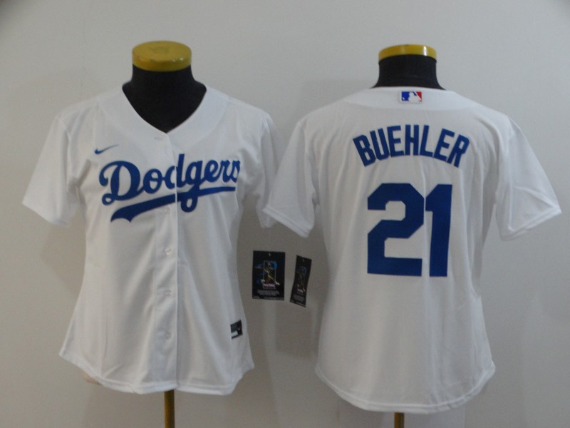 Los Angeles Dodgers BUEHLER #21 White Women MLB Jersey