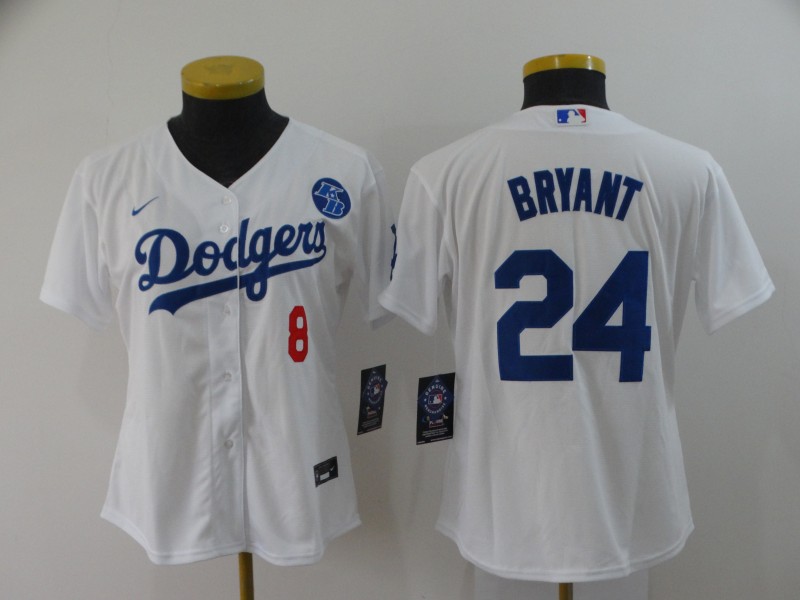 Los Angeles Dodgers BRYANT #8 #24 White Women MLB Jersey