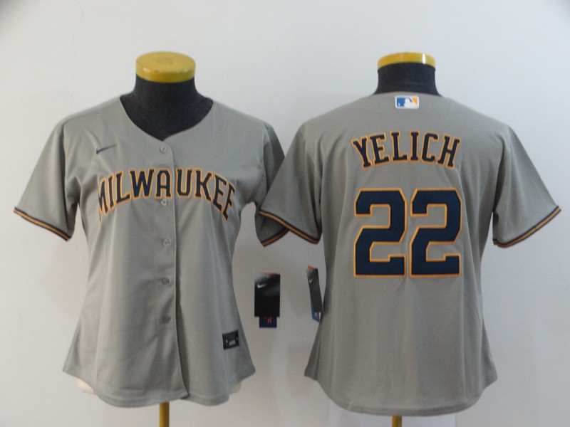 Milwaukee Brewers YELICH #22 Grey Women MLB Jersey