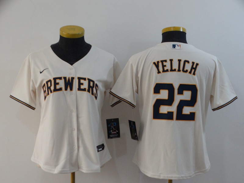 Milwaukee Brewers YELICH #22 Tan Women MLB Jersey