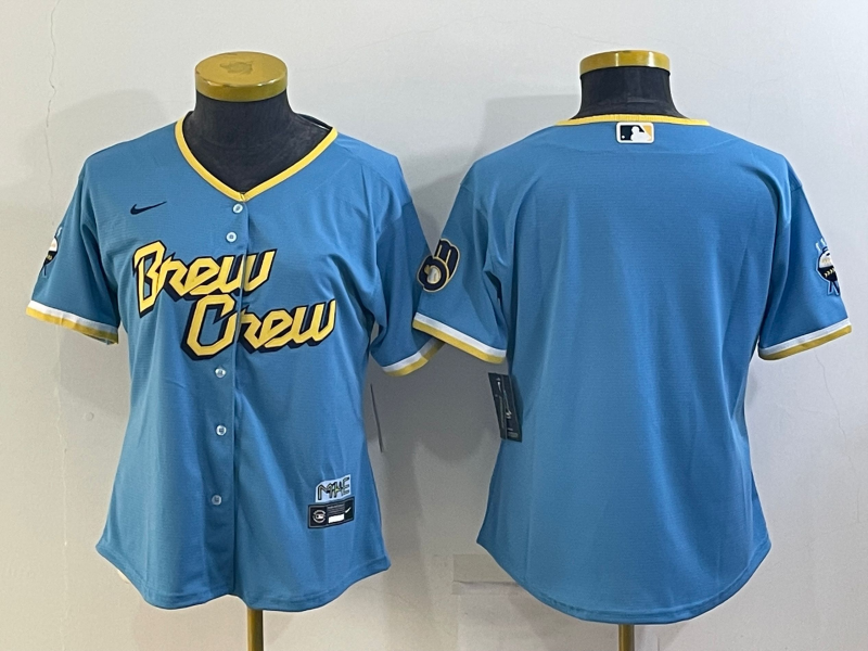 Milwaukee Brewers Custom Blue Women MLB Jersey