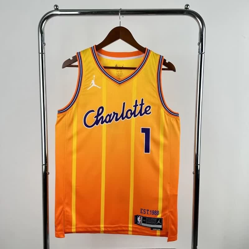 Charlotte Hornets 25/26 Yellow City AJ Basketball Jersey (Hot Press)