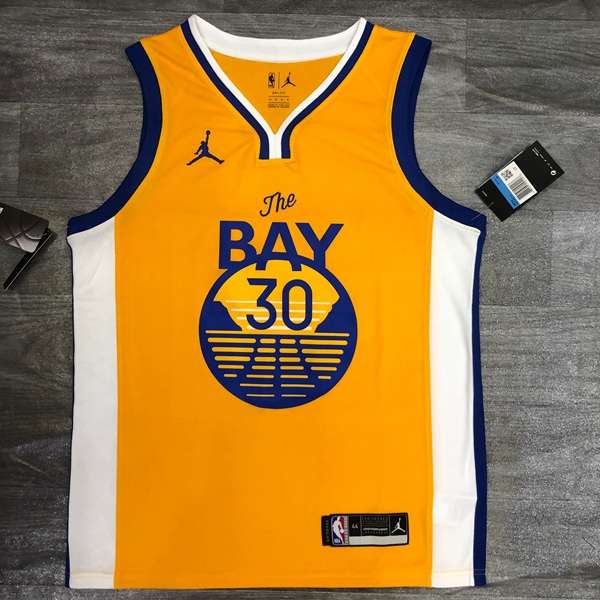 Golden State Warriors 20/21 Yellow AJ Basketball Jersey (Hot Press)