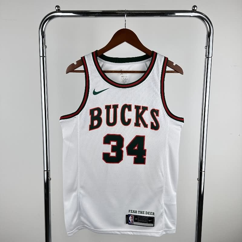 Milwaukee Bucks 17/18 White Classics Basketball Jersey (Hot Press)