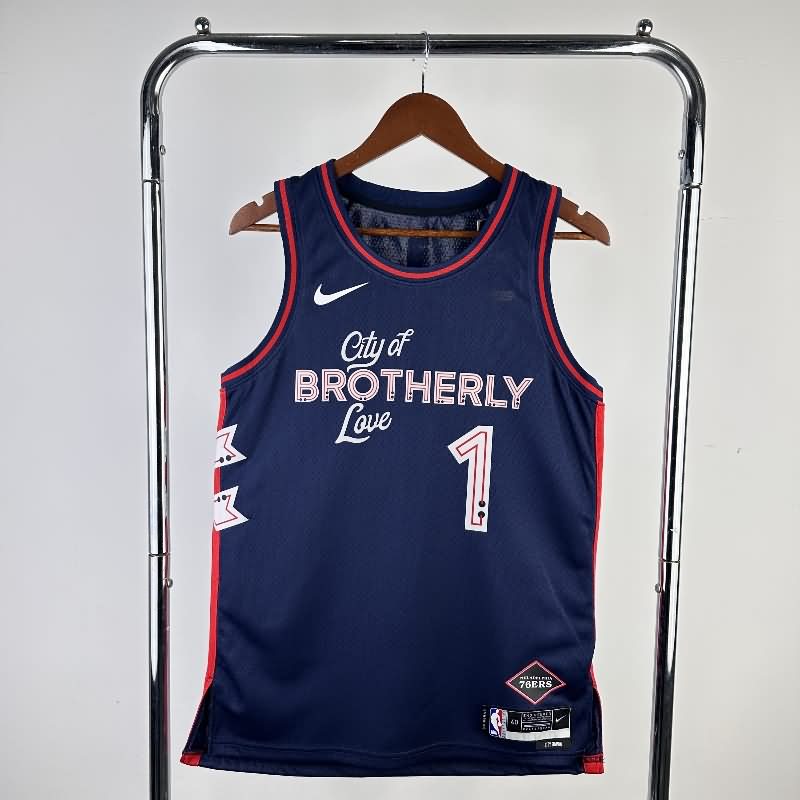 Philadelphia 76ers 23/24 Dark Blue City Basketball Jersey (Hot Press)